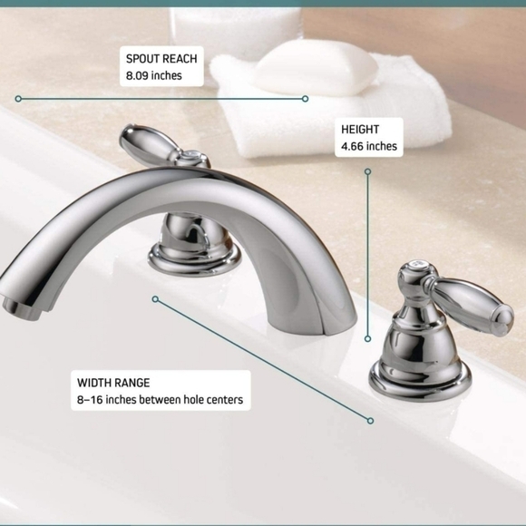 Peerless Claymore 2-Handle Widespread Roman Tub - Picture 2 of 5